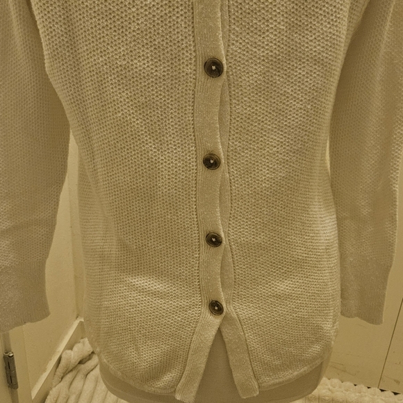 Madewell Button Back Sweater Cotton Blend Knit Ivory Comfortable Flattering Sz S - Picture 4 of 6